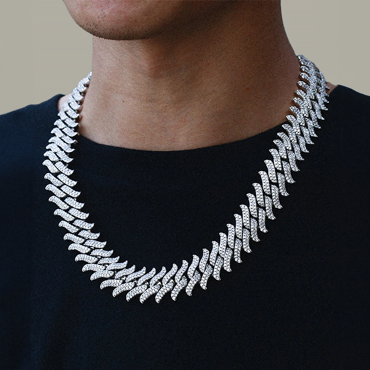 SYLKEY. | 19MM Silberne Spitze Cuban Link Kette